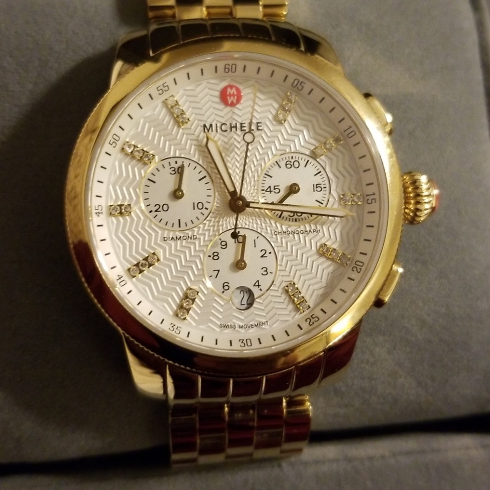 Michele Uptown Gold and Diamond watch 39mm/18mm